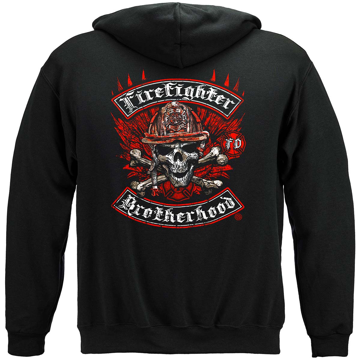 Firefighter Biker Crossbones Hoodie - back view