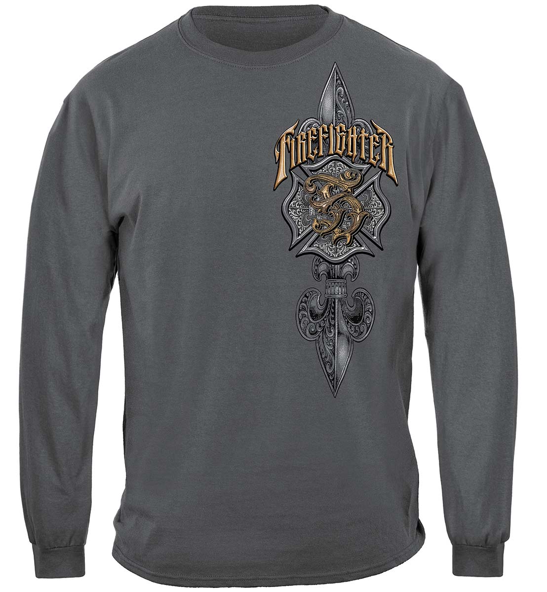 Firefighter Vintage Classic Long Sleeve Shirt - front view