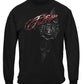 Firefighter Red Script Red Foil Long Sleeve Shirt - front view