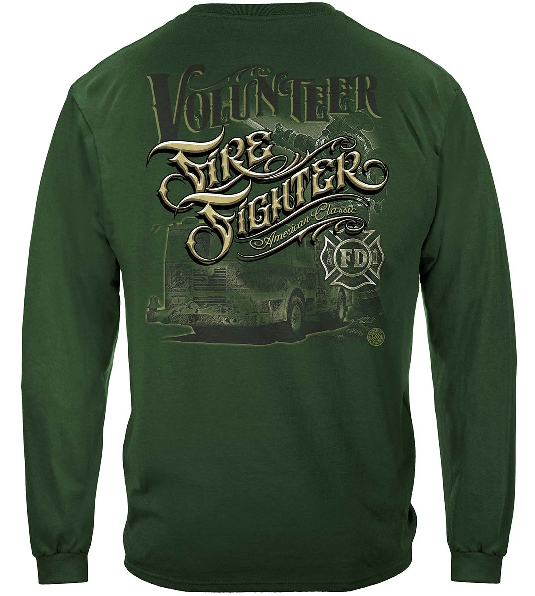 Volunteer Firefighter American Classic Long Sleeve Shirt - back view