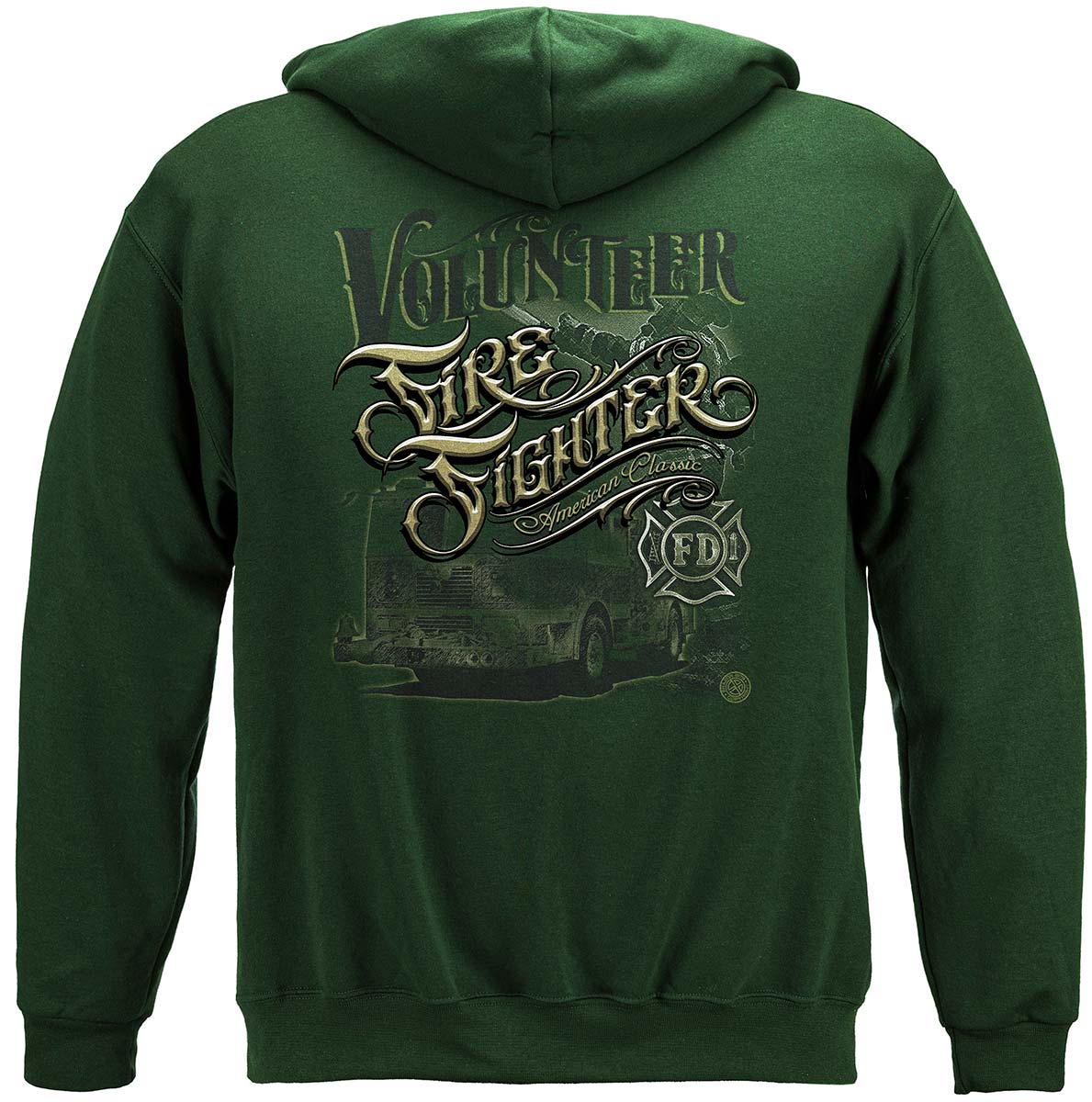 Volunteer Firefighter American Classic Hoodie - back view