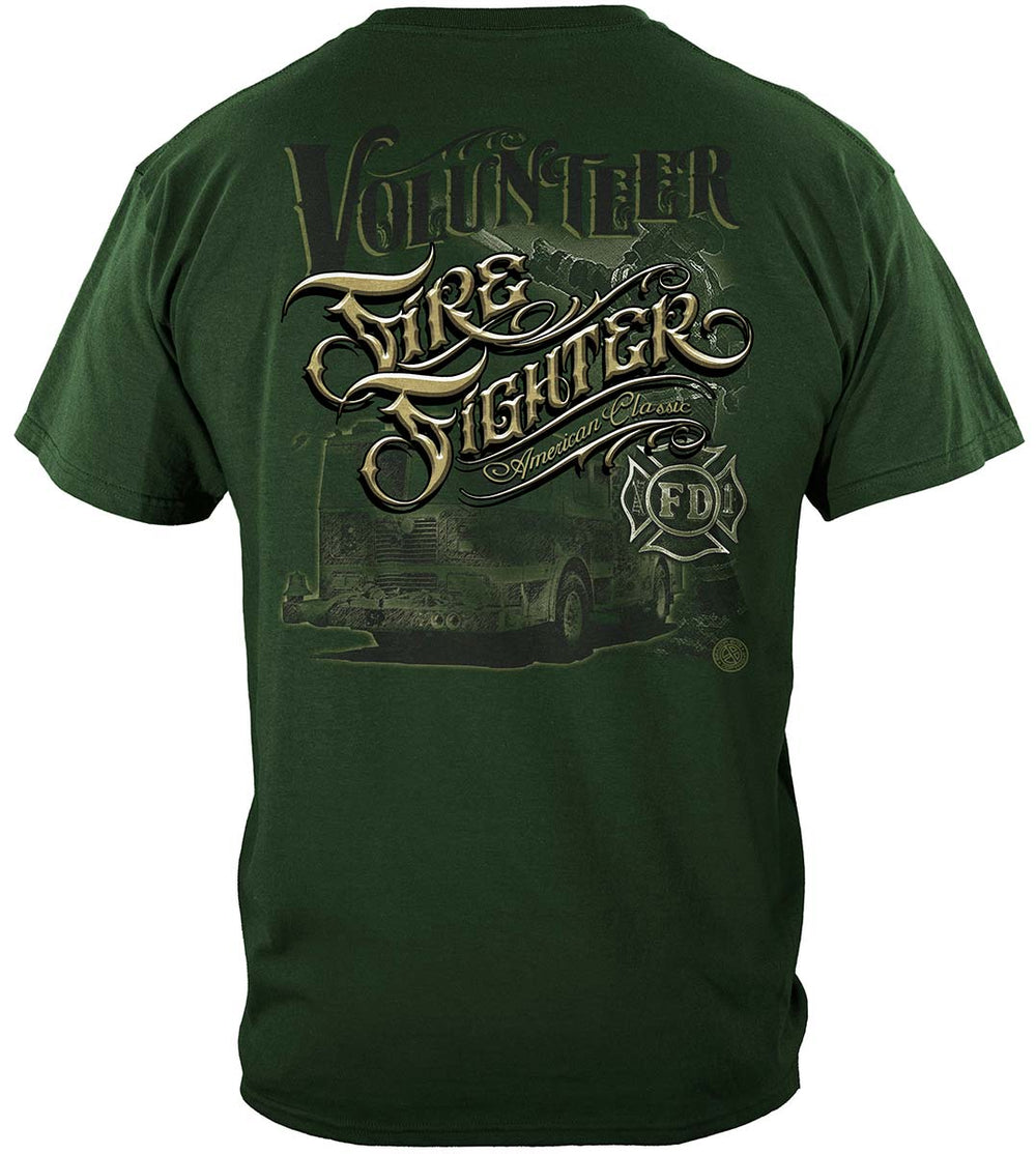 Volunteer Firefighter American Classic T-Shirt - back view