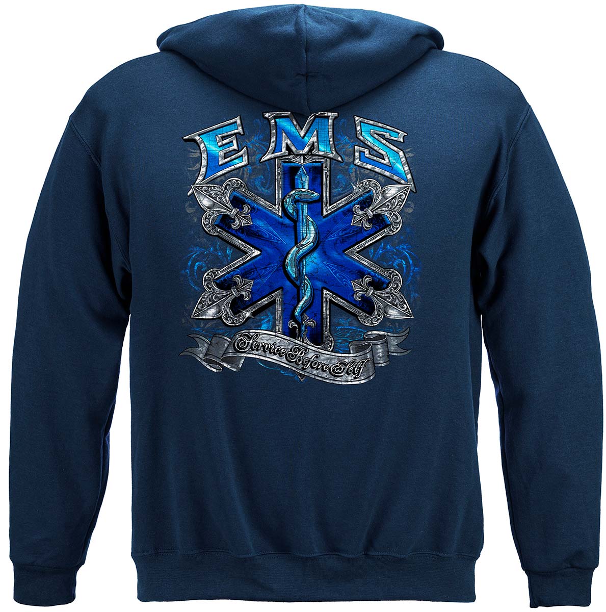 EMS Steel Silver Foil Hoodie - back view