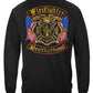 Firefighter Double Flag Brotherhood Distressed Gold Foil Long Sleeve Shirt - back view