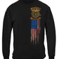 Firefighter Double Flag Brotherhood Distressed Gold Foil Long Sleeve Shirt - front view