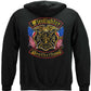 Firefighter Double Flag Brotherhood Distressed Gold Foil Hoodie - back view