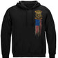 Firefighter Double Flag Brotherhood Distressed Gold Foil Hoodie - front view