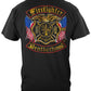 Firefighter Double Flag Brotherhood Distressed Gold Foil T-Shirt - back view