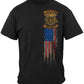 Firefighter Double Flag Brotherhood Distressed Gold Foil T-Shirt - front view