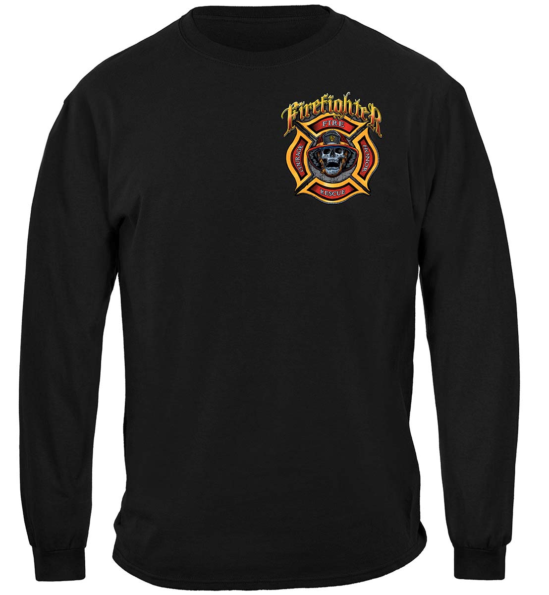 Firefighter Biker and Axes Long Sleeve Shirt - front view