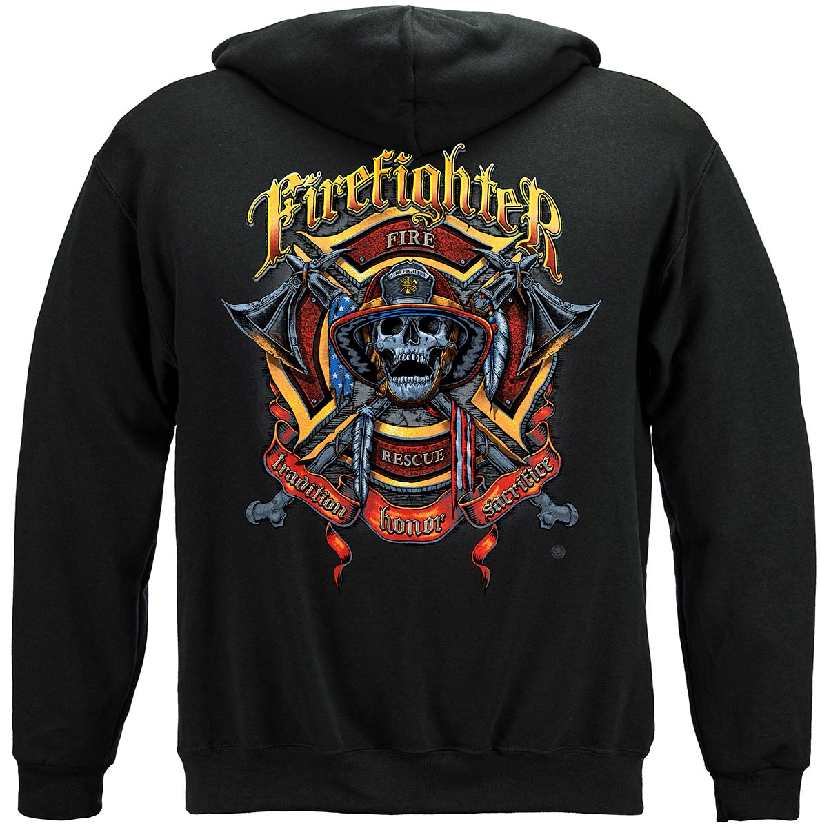 Firefighter Biker and Axes Hoodie - back view
