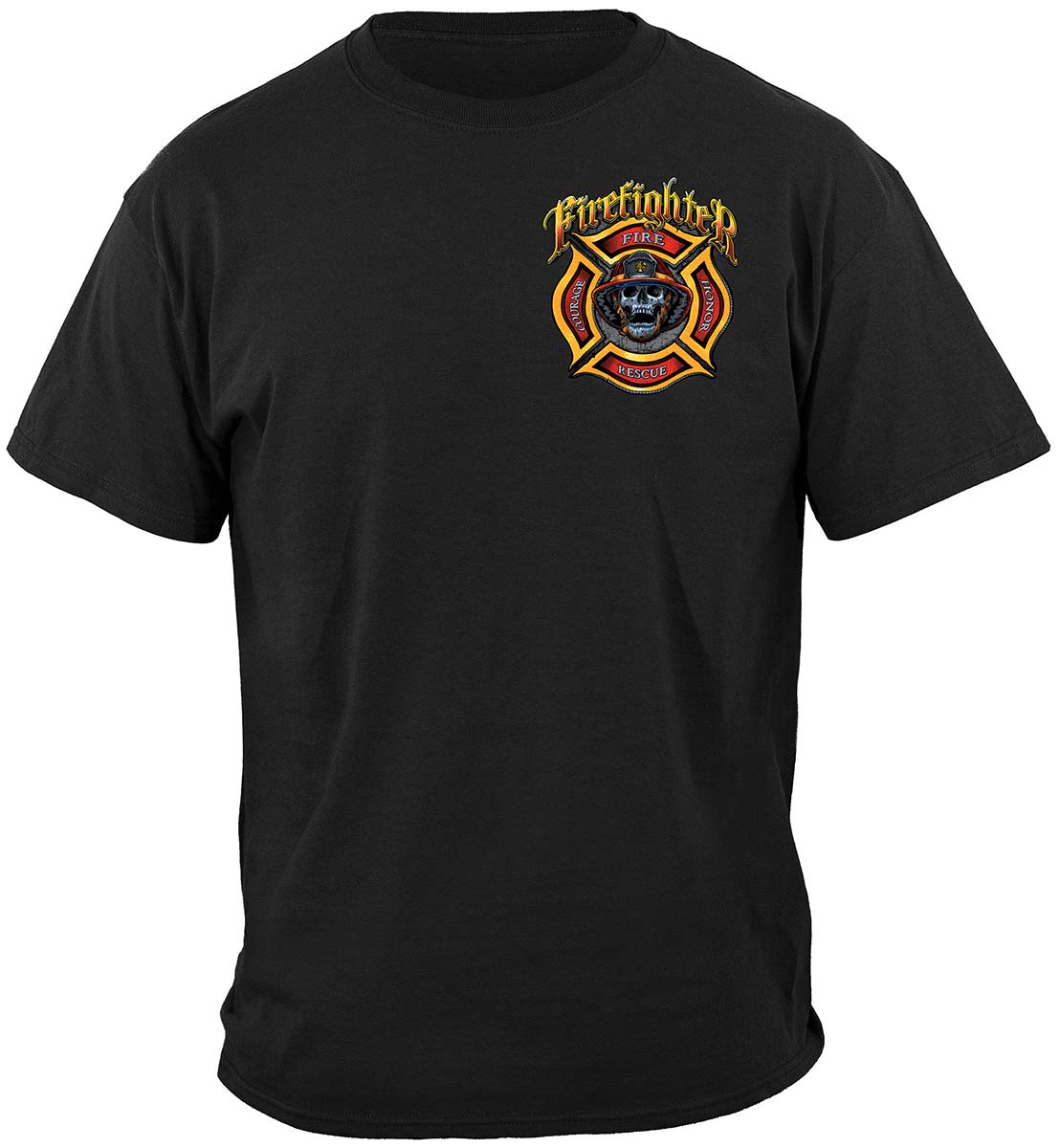 Firefighter Biker and Axes T-Shirt - front view