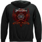 Firefighter Red Wings Rise Above Fear Silver Foil Hoodie - back view