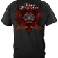 Firefighter Red Wings Rise Above Fear Silver Foil T-Shirt - back view