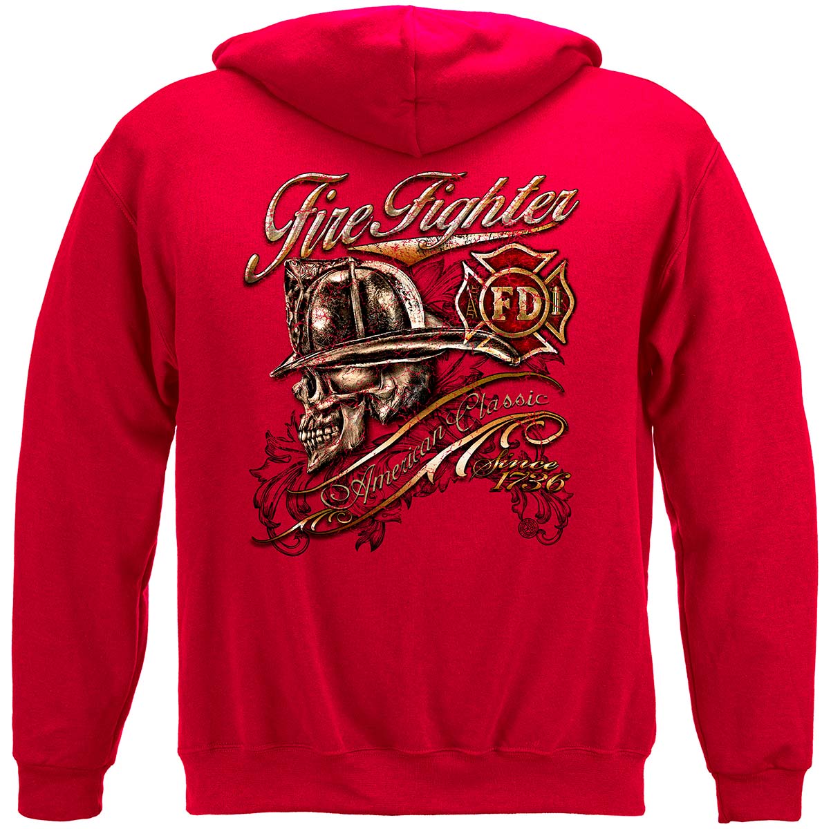 Firefighter Skull American Classic Hoodie - back view