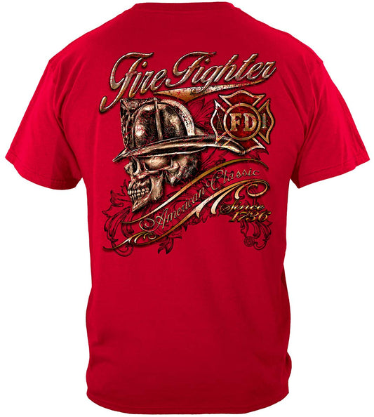 Firefighter Skull American Classic T-Shirt - back view