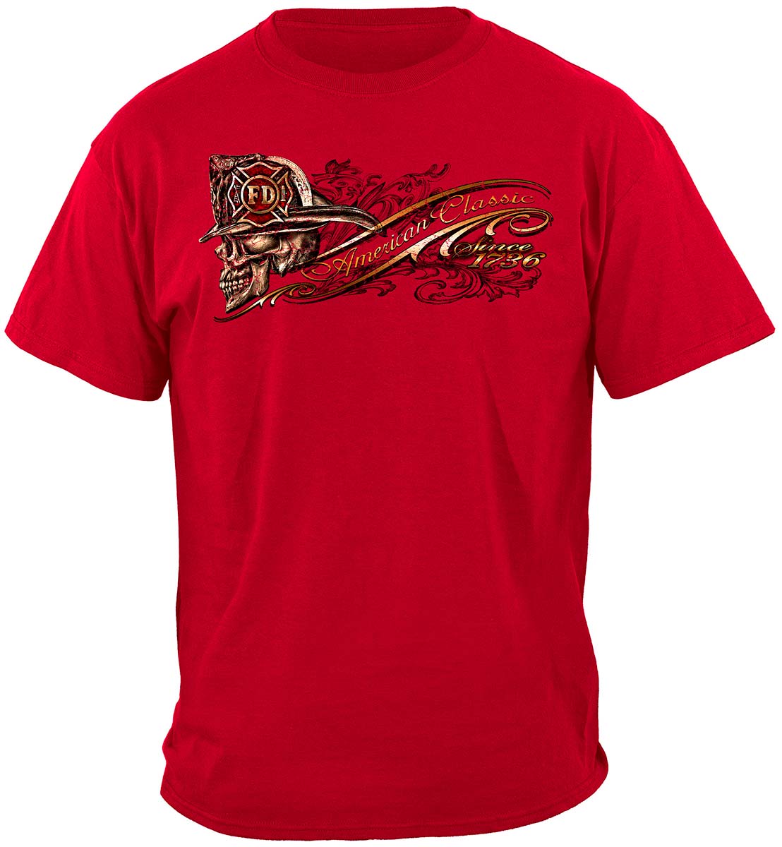 Firefighter Skull American Classic T-Shirt - front view