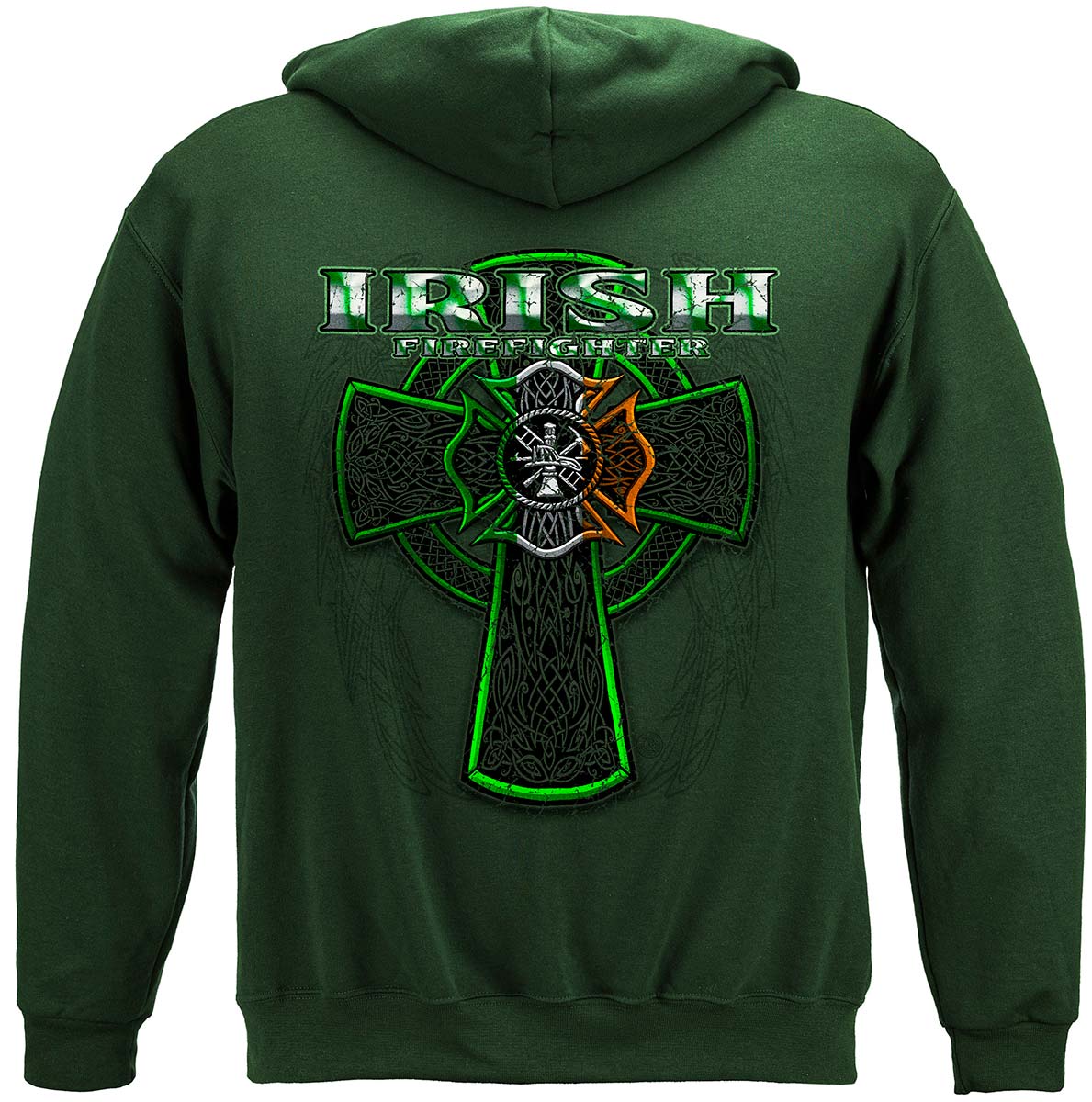 Firefighter Irish Green Foil Hoodie - back view