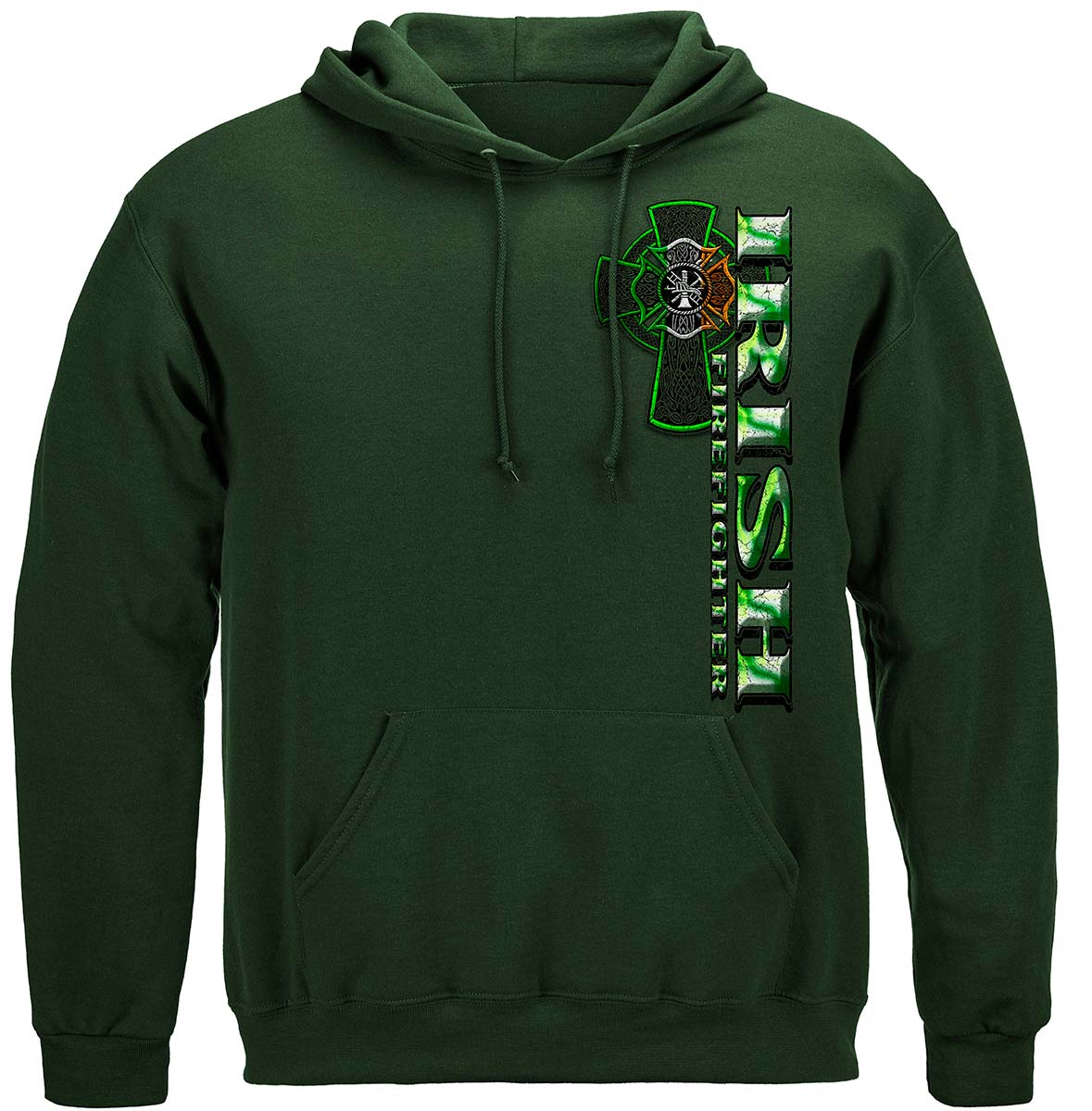 Firefighter Irish Green Foil Hoodie - front view