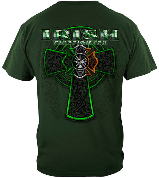 Firefighter Irish Green Foil T-Shirt - back view