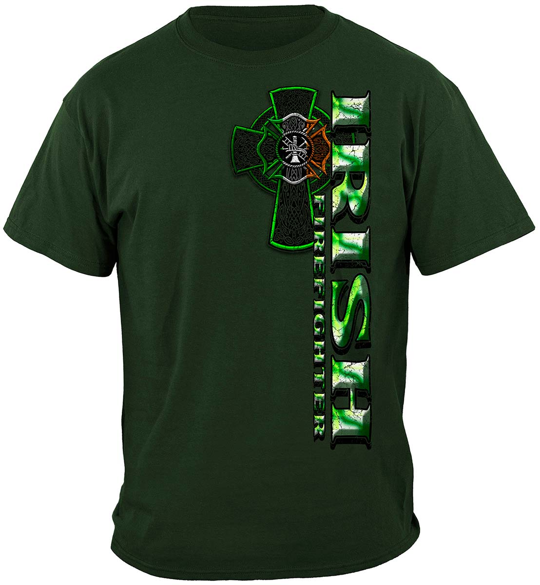 Firefighter Irish Green Foil T-Shirt - front view