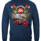 Firefighter Traditional Antique Pump Truck Long Sleeve Shirt - back view
