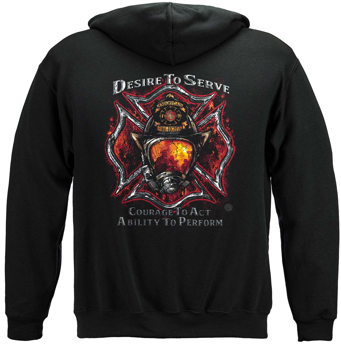 Firefighter Desire to Serve Silver Foil Hoodie - back view