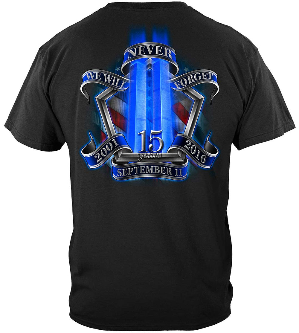 9-11 Tribute 15 Year Anniversary T-Shirt - back view