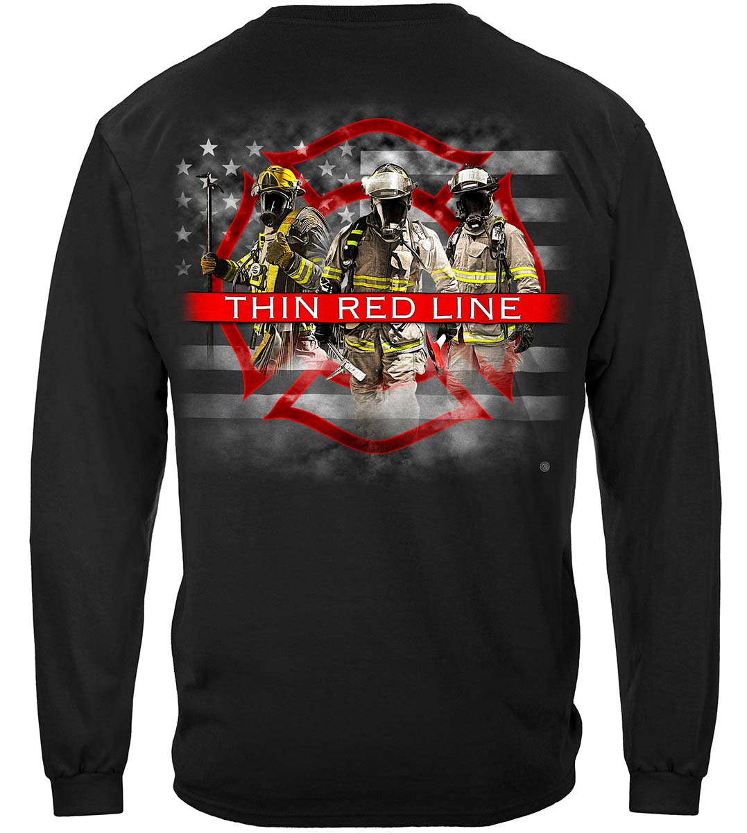 Firefighter American Flag Thin Red Line Long Sleeve Shirt - back view