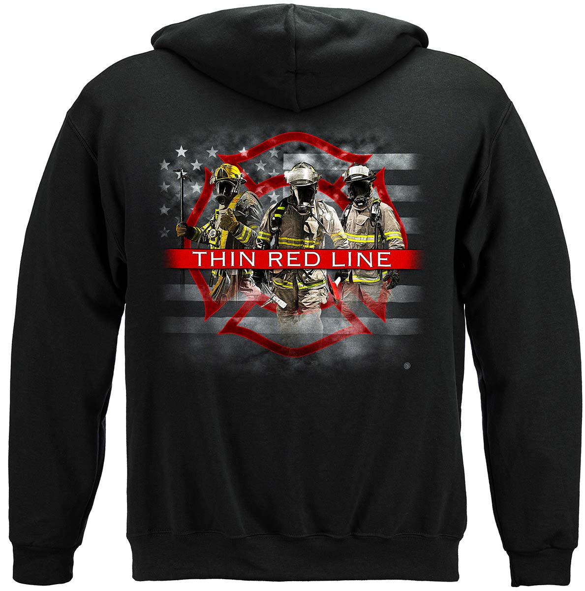 Firefighter American Flag Thin Red Line Hoodie - back view
