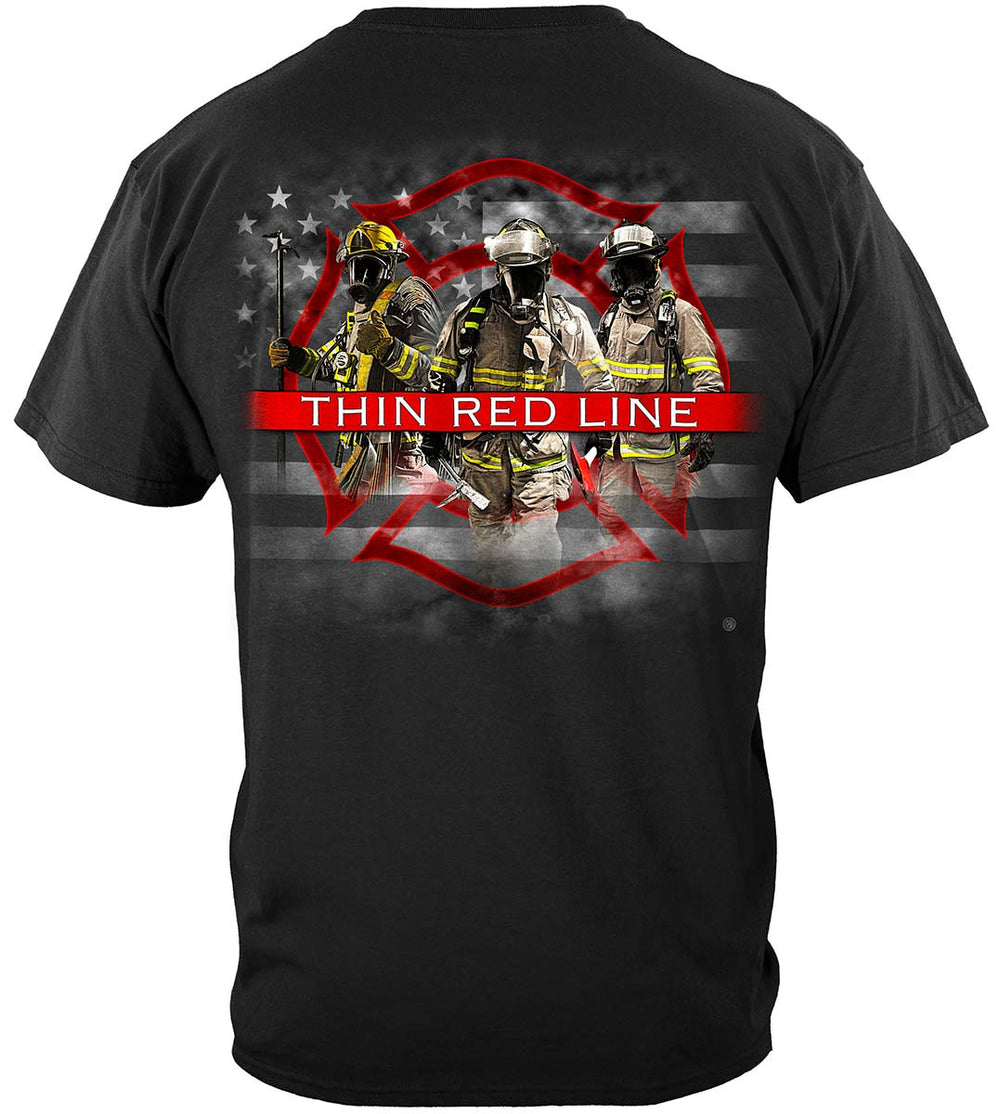 Firefighter American Flag Thin Red Line T-Shirt - back view