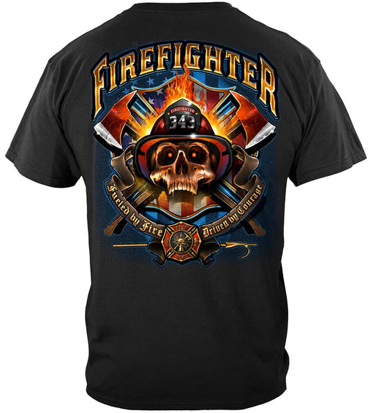 Firefighter Patriotic Skull T-Shirt - back view
