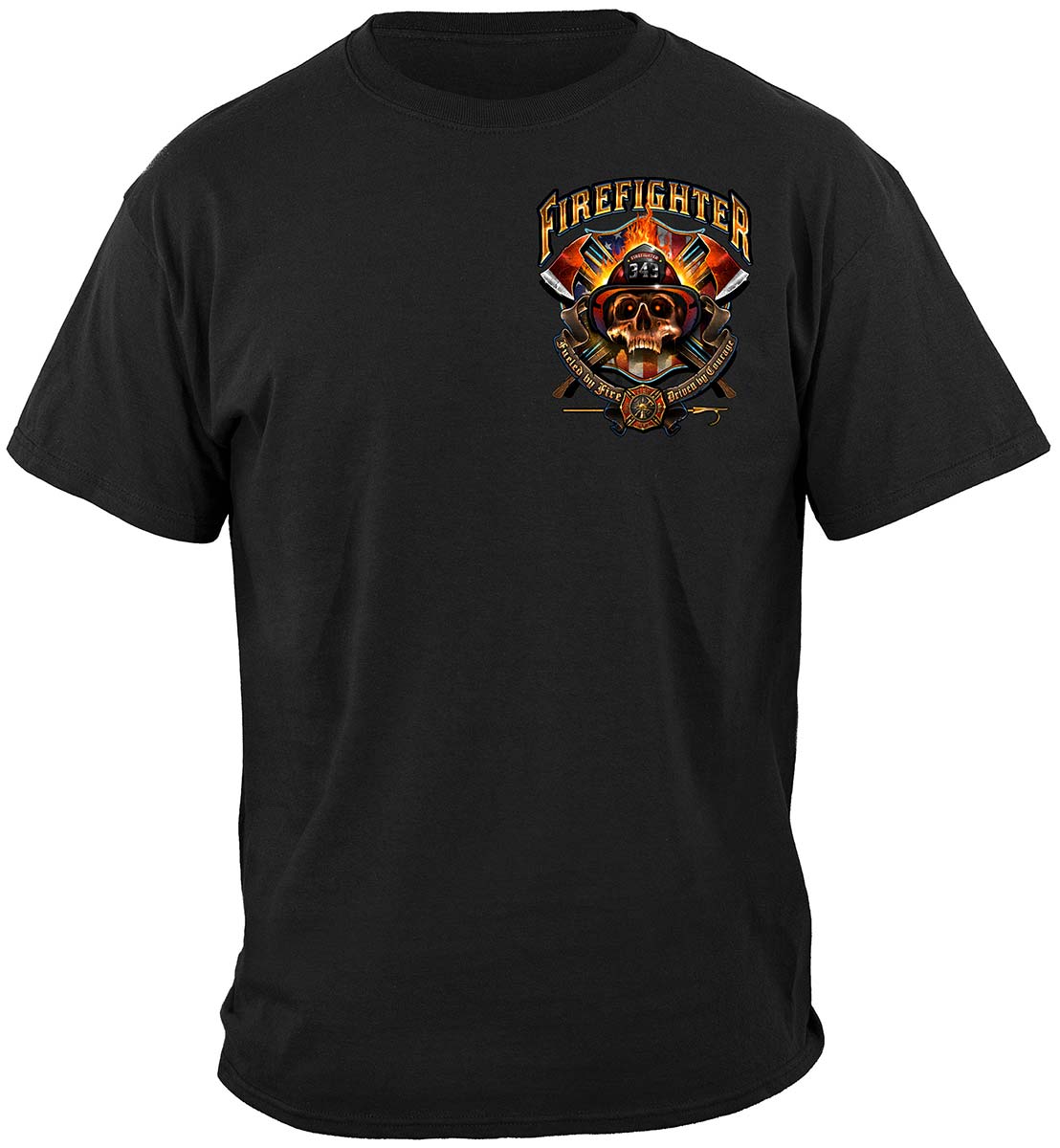 Firefighter Patriotic Skull T-Shirt - front view