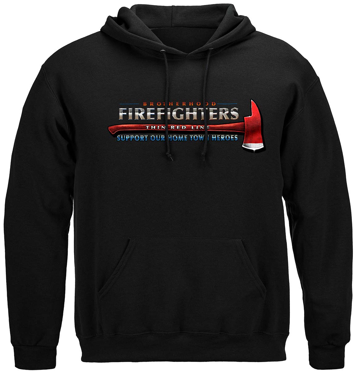 Firefighter Thin Red Line Flag Patriotic Hoodie - front view