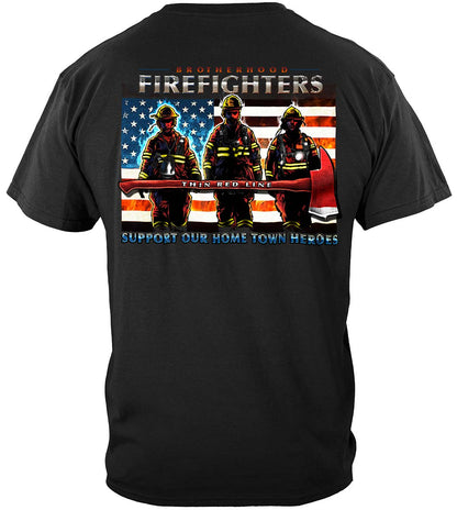 Firefighter Thin Red Line Flag Patriotic T-Shirt - back view