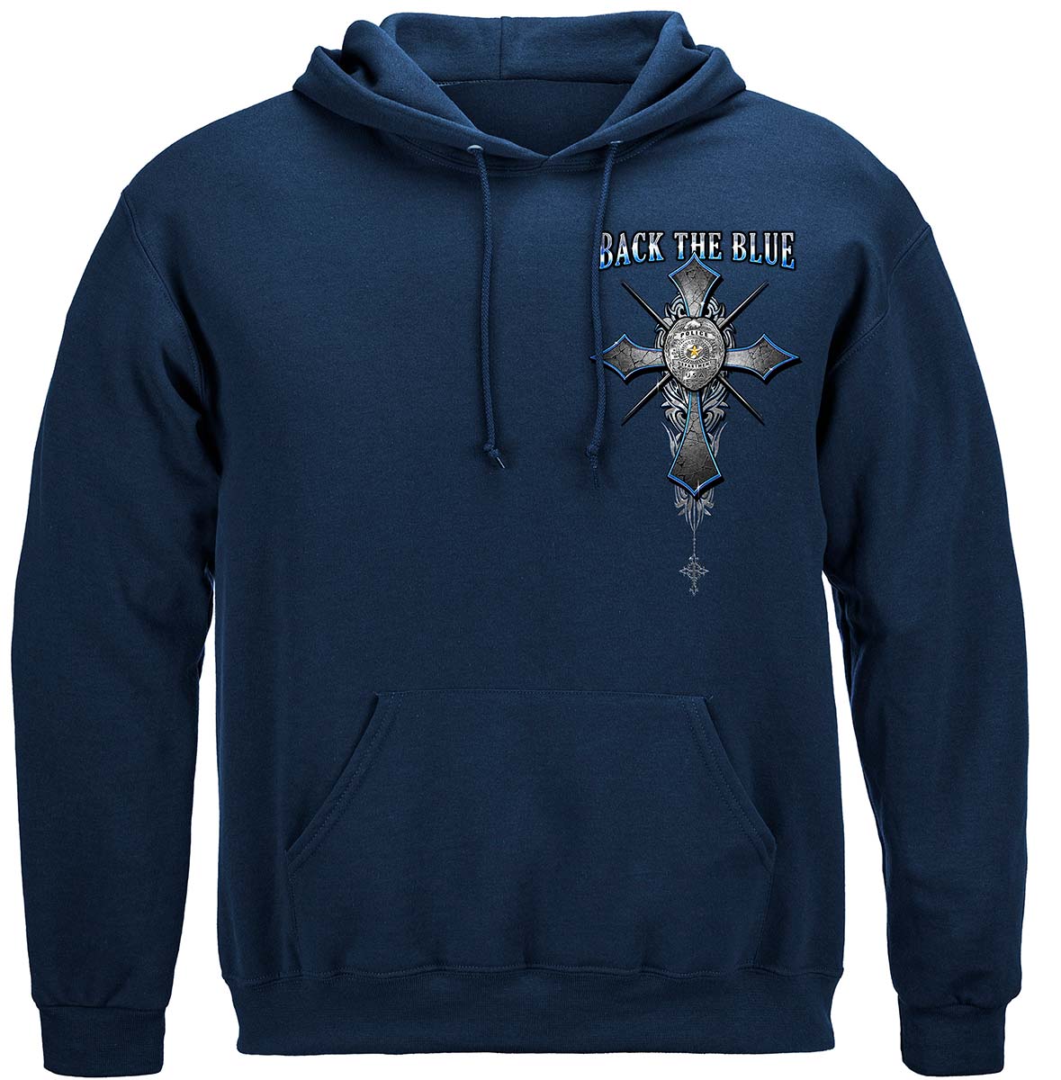 Back the Blue Matthew 5:9 Hoodie - front view