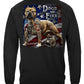 Firefighter Pit Bull Tattoo American Flag Long Sleeve Shirt - back view