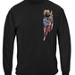 Firefighter Pit Bull Tattoo American Flag Long Sleeve Shirt - front view