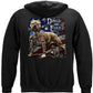 Firefighter Pit Bull Tattoo American Flag Hoodie - back view