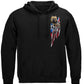 Firefighter Pit Bull Tattoo American Flag Hoodie - front view