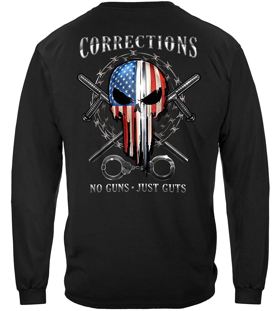 Skull of Freedom Corrections Officer Long Sleeve Shirt - back view