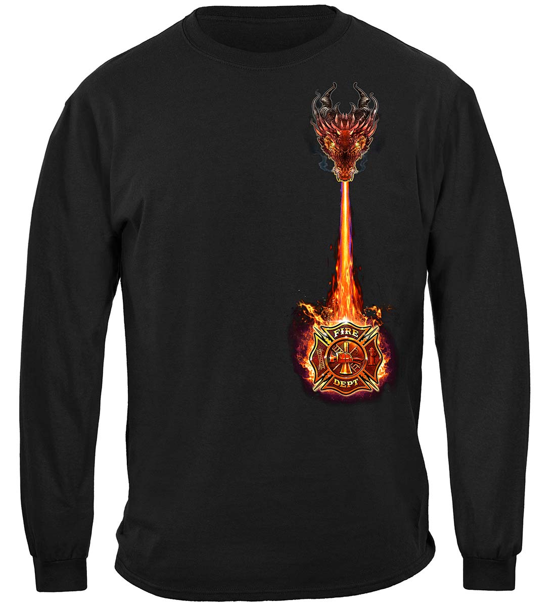 Firefighter City Dragon Long Sleeve Shirt - front view