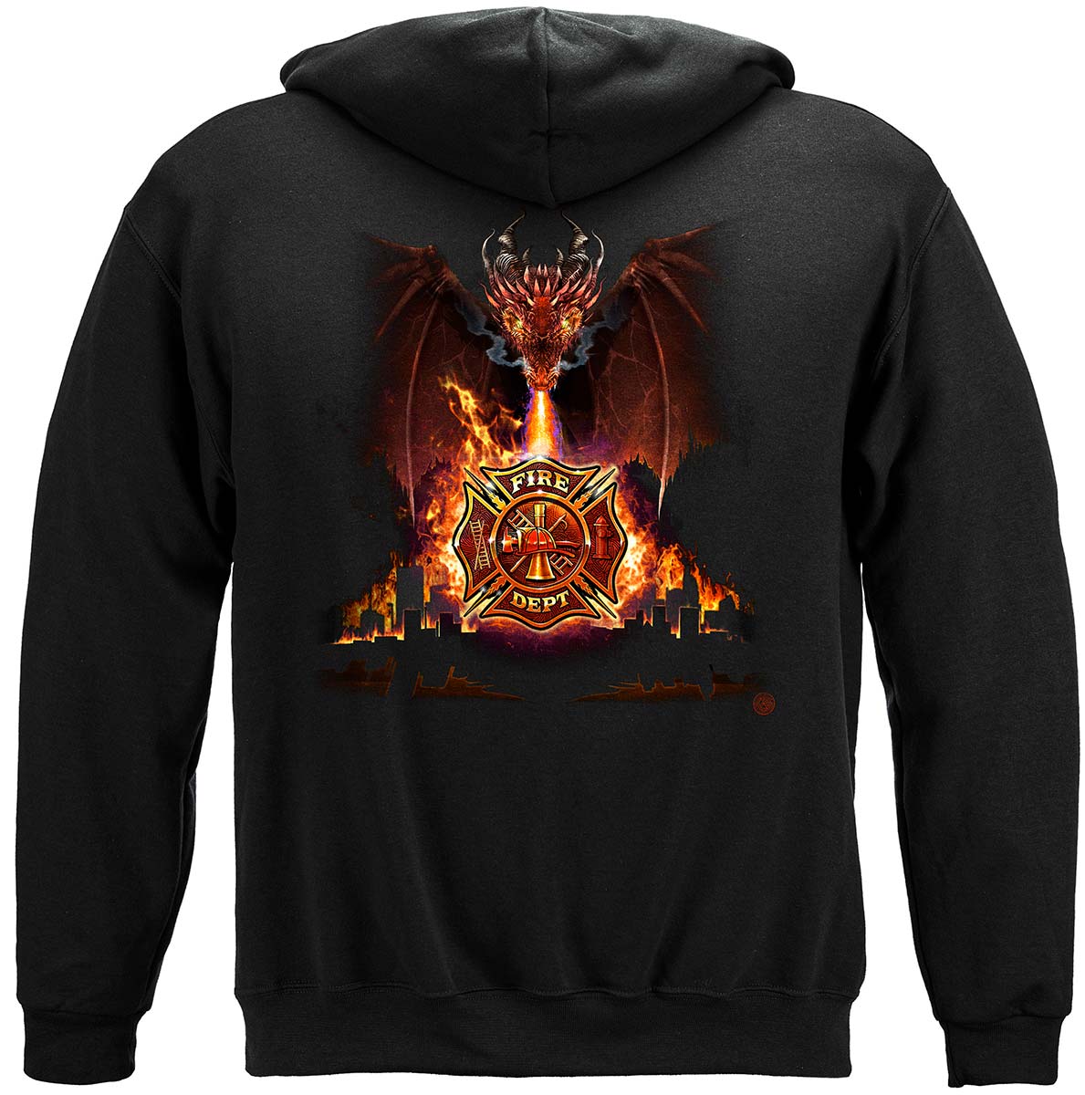 Firefighter City Dragon Hoodie - back view