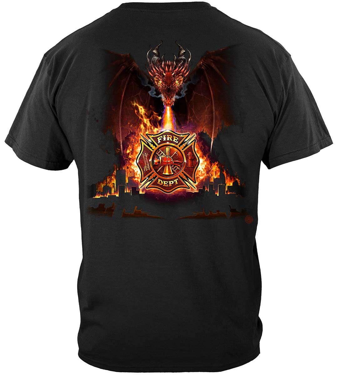 Firefighter City Dragon T-Shirt - back view