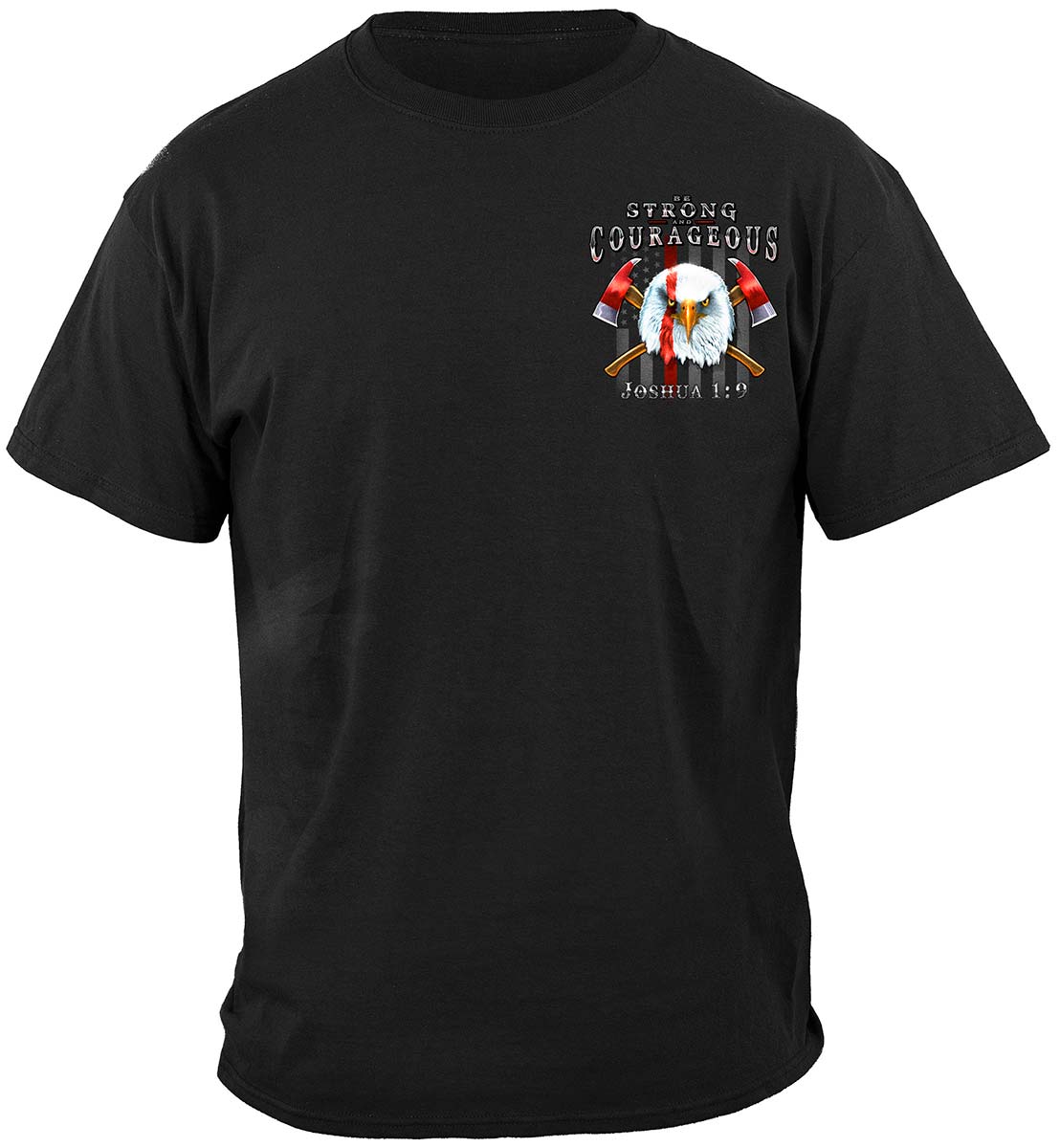 Firefighter Eagle Flag Red Line T-Shirt - front view