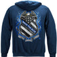 Law Enforcement Back the Blue Virtue Respect Honor Hoodie - back view