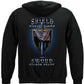 Law Enforcement Police Sword and Shield Thin Blue Line Hoodie - back view