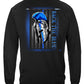 Thin Blue Line Spartan Helmet Back the Blue Long Sleeve Shirt - back view