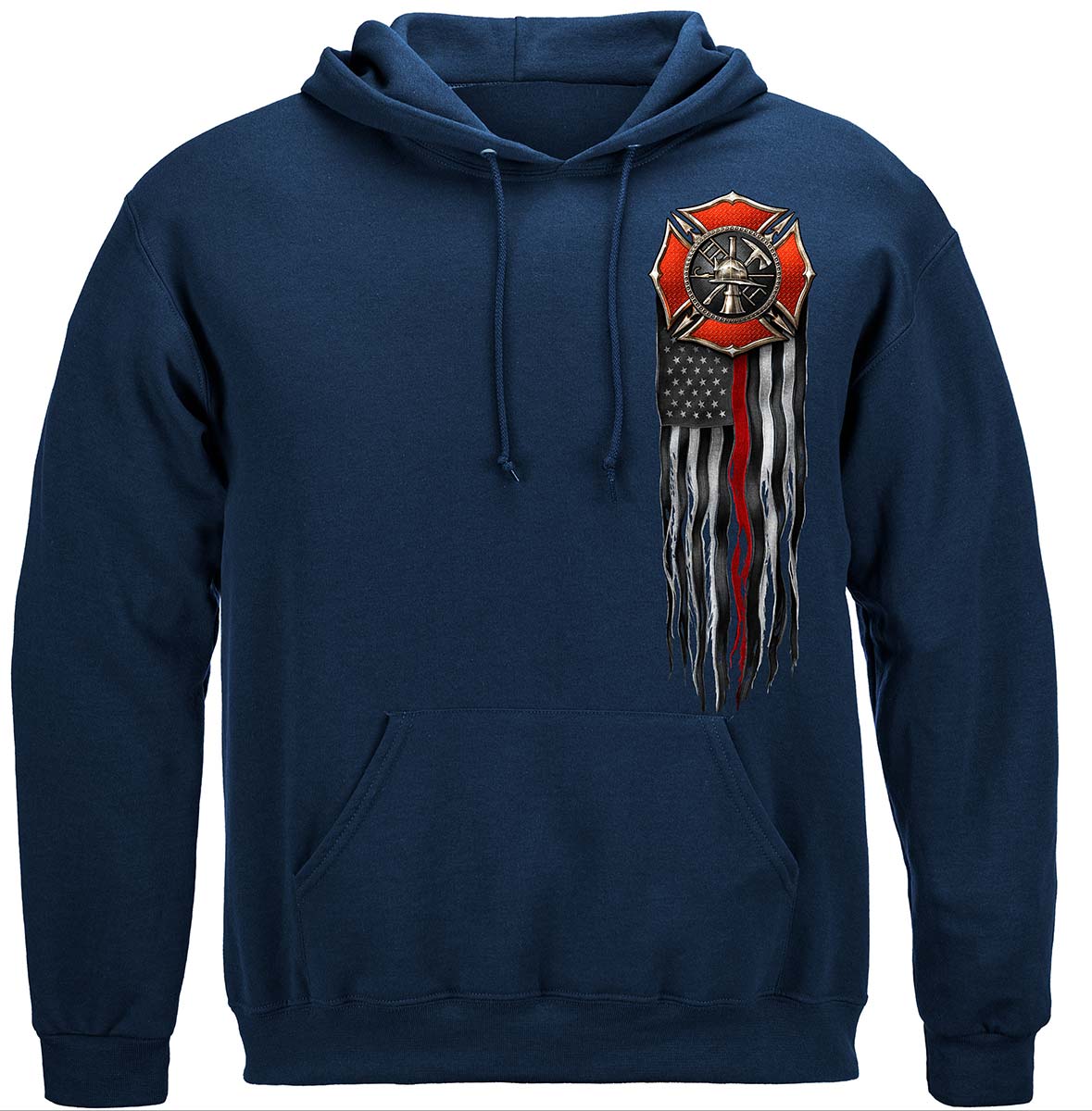 Firefighter Eagle American Flag Bald Eagle Feather Hoodie - front view
