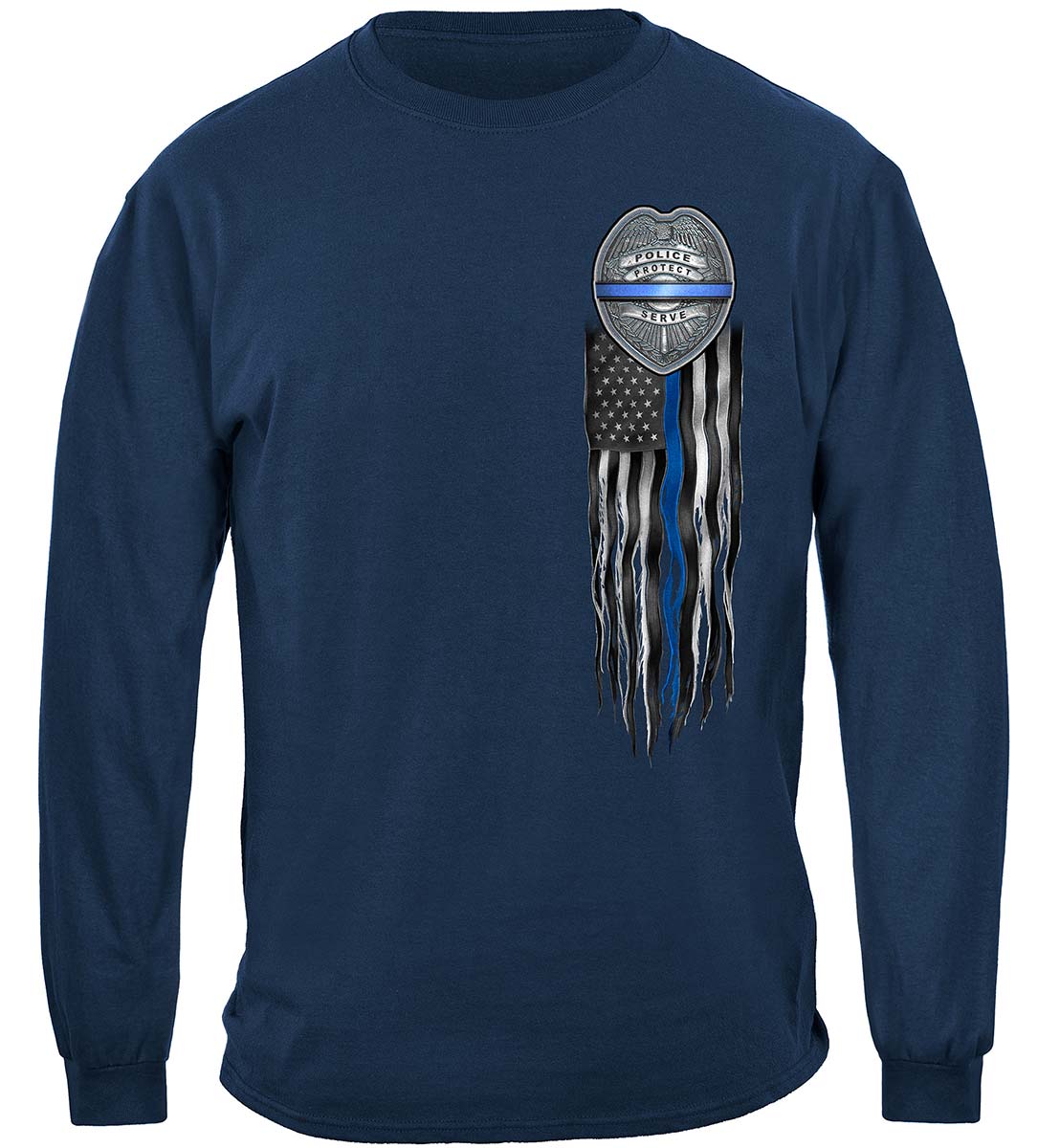 Law Enforcement Eagle American Flag Bald Eagle Feather Long Sleeve Shirt - front view